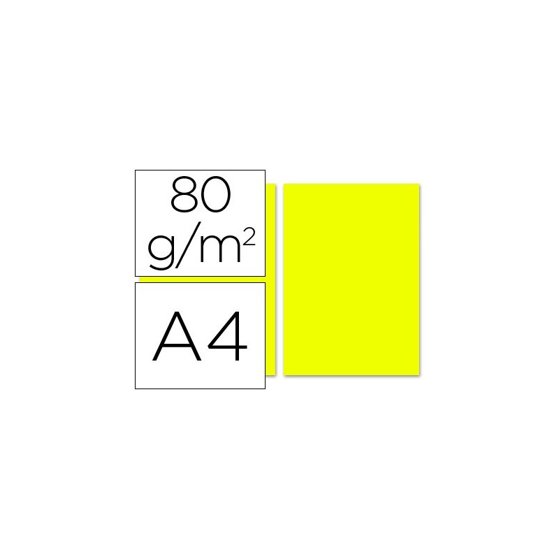 Papel color liderpapel a4 80gr limon paquete de 100 hojas