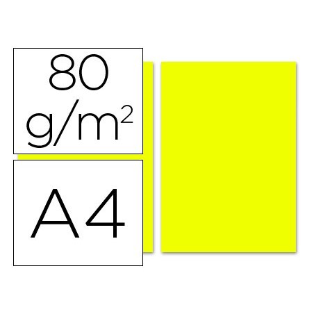 Papel color liderpapel a4 80gr limon paquete de 100 hojas