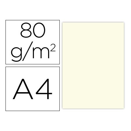 Papel color liderpapel a4 80gr crema paquete de 100 hojas
