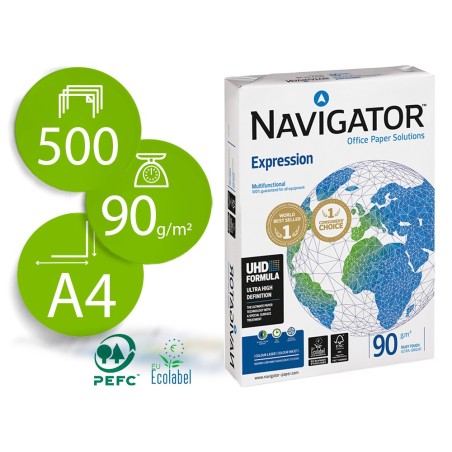 Papel fotocopiadora navigator din a4 90 gramos paquete de 500 hojas