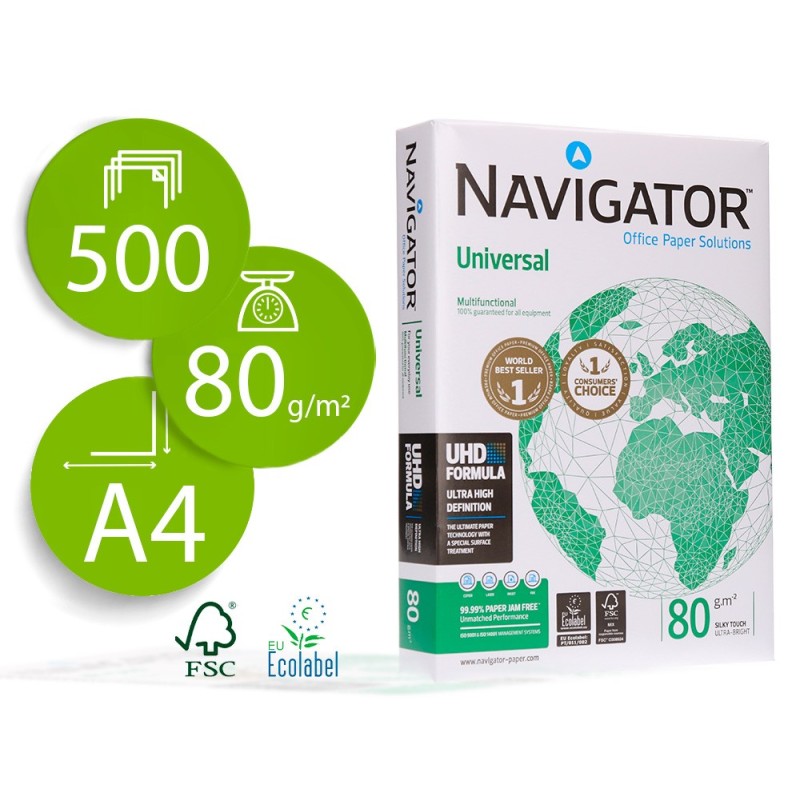 Papel fotocopiadora navigator din a4 80 gramos paquete de 500 hojas Papel fotocopiadora navigator din a4 80 gramos paquete de 500 hojas