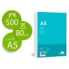 Papel liderpapel a5 80g/m2 liso paquete de 500 hojas