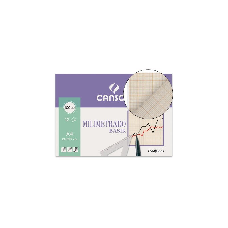 Papel milimetrado guarro 210x297 mm minipack de 12 hojas