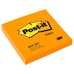 Bloc de notas adhesivas quita y pon post-it 76x76 mm naranja neon con 100 hojas