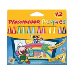 Lapices cera plastidecor peques caja de 12 colores surtidos