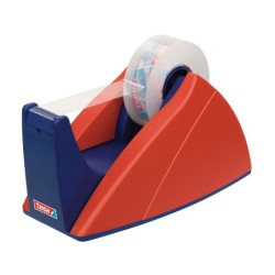 Portarrollo sobremesa tesa con cuchilla de corte recto para cintas de 33 m color azul/rojo