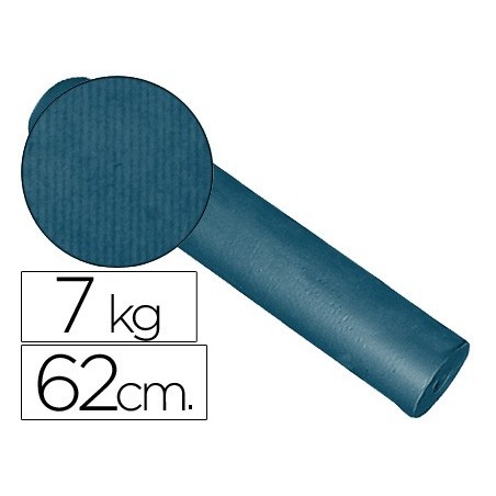 Papel de regalo kraft liso kfc bobina ancho 62 cm peso 7 kg gramaje 60 gr color cobalto