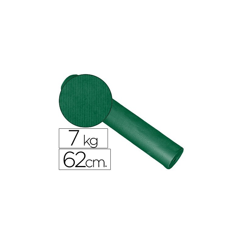 Papel de regalo kraft liso kfc bobina ancho 62 cm peso 7 kg gramaje 60 gr color verde