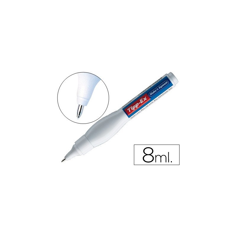 Corrector tipp-ex lapiz shake'n squeeze con punta metalica 8 ml