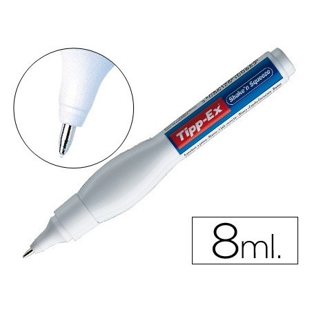 Corrector tipp-ex lapiz shake'n squeeze con punta metalica 8 ml