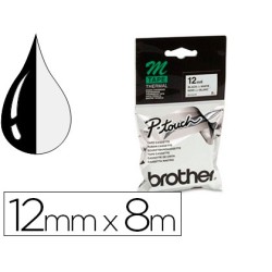 Cinta brother mk-231 blanco-negro 12mm longitud 8 mt