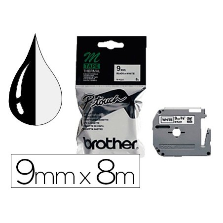 Cinta brother mk-221 blanco-negro 9mm longitud 8 mt
