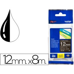 Cinta brother tze335 negro-blanco 12mm longitud 8mts