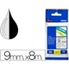 Cinta brother tze121 transparente-negro 9mm longitud 8 mt