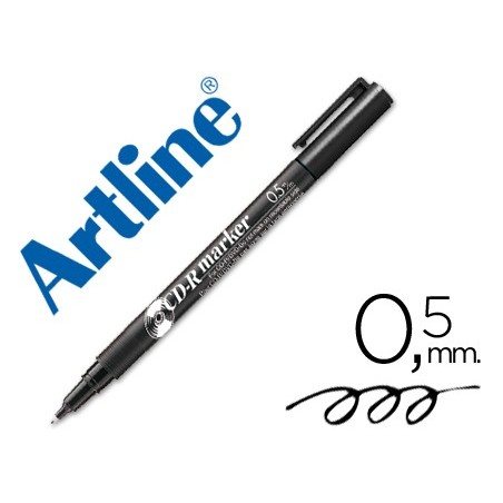 Rotulador artline para cd punta de fibra permanente ek-883 negro -punta redonda 0.5 mm