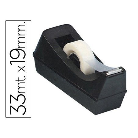 Portarrollo sobremesa q-connect plastico para cinta de 33 mt color negro
