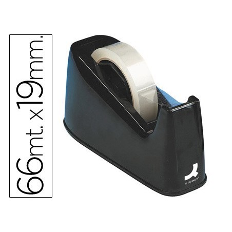Portarrollo sobremesa q-connect plastico para cintas de 33 y 66 mt color negro