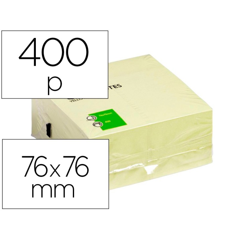 Bloc de notas adhesivas quita y pon q-connect 76x76 mm fsc amarillo con 400 hojas