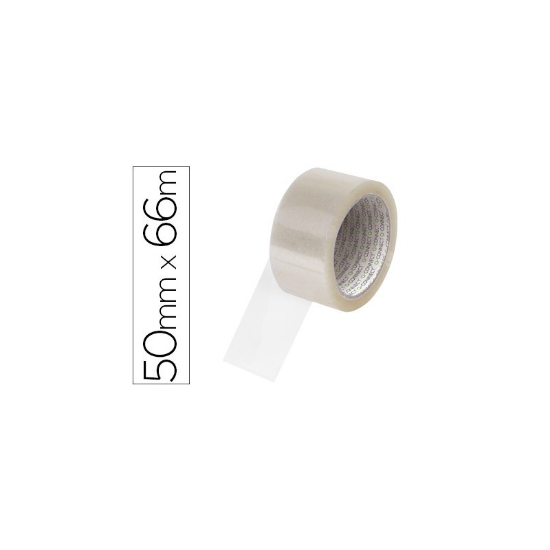 Cinta adhesiva q-connect polipropileno transparente 66 mt x 50 mm para embalaje
