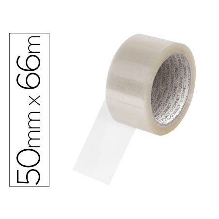 Cinta adhesiva q-connect polipropileno transparente 66 mt x 50 mm para embalaje