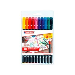 Rotulador edding punta fibra 1200 caja metalica 10 unidades colores surtidos punta redonda 0,5 mm