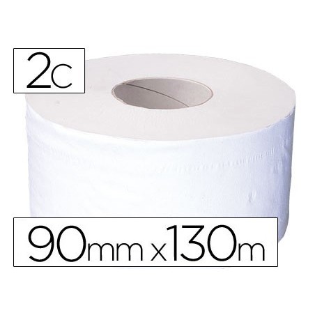 Papel higienico jumbo 2 capas celulosa pura rollo de 91 mt para dispensador 925
