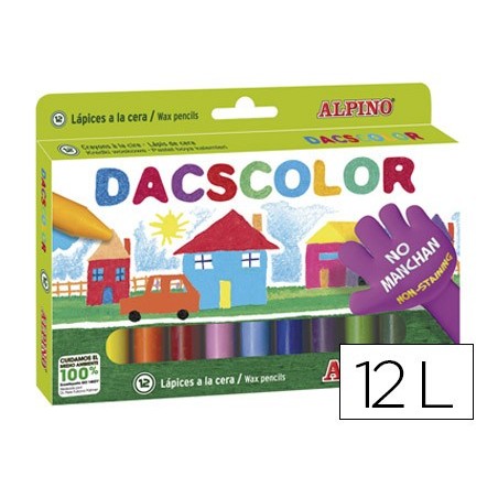 Lapices cera dacscolor caja de 12 colores