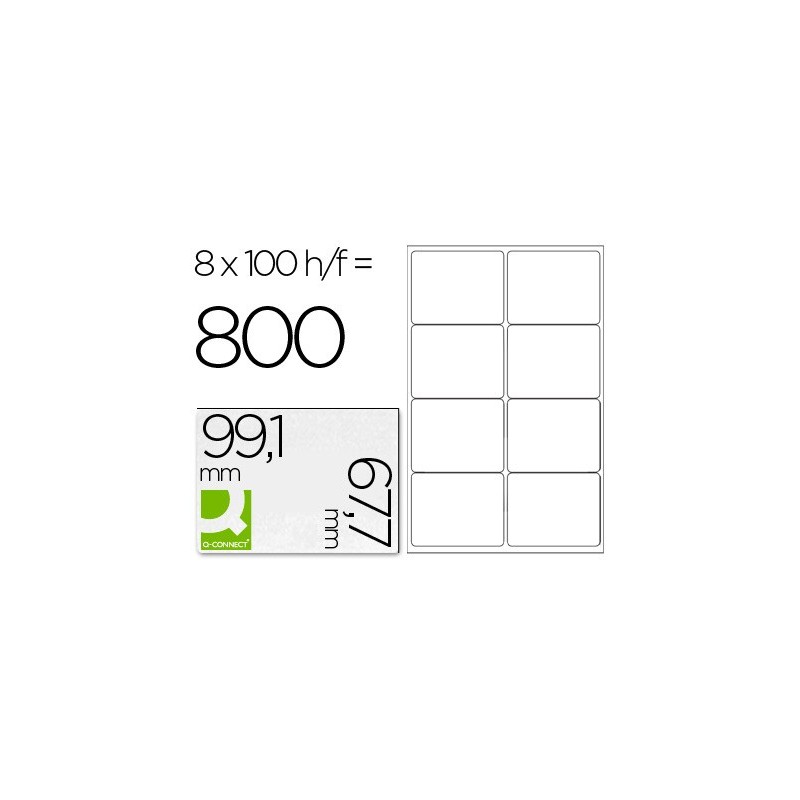 Etiqueta adhesiva q-connect kf01588 tamaño 99,1x67,7 mm fotocopiadora laser ink-jet caja con 100 hojas din a4