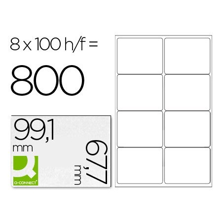 Etiqueta adhesiva q-connect kf01588 tamaño 99,1x67,7 mm fotocopiadora laser ink-jet caja con 100 hojas din a4