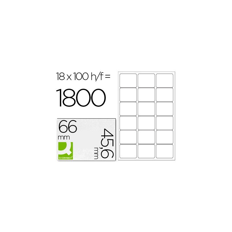 Etiqueta adhesiva q-connect kf01583 tamaño 66x46,6 mm fotocopiadora laser ink-jet caja con 100 hojas din a4