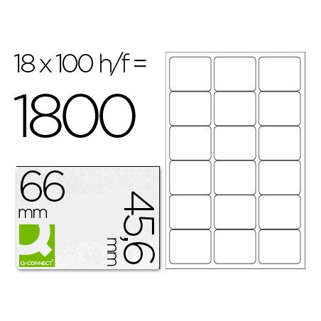 Etiqueta adhesiva q-connect kf01583 tamaño 66x46,6 mm fotocopiadora laser ink-jet caja con 100 hojas din a4