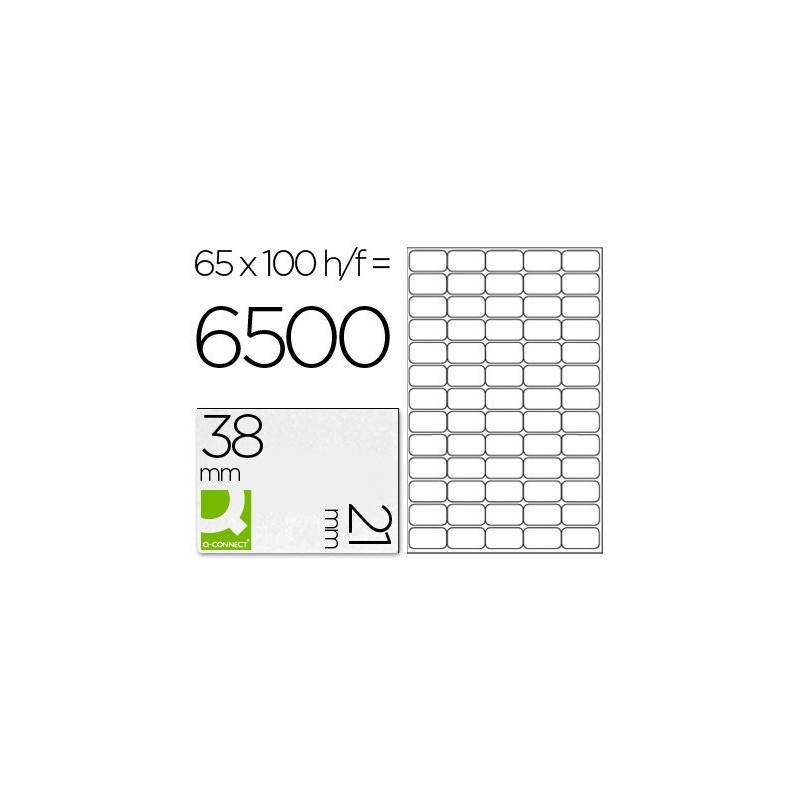 Etiqueta adhesiva q-connect kf01581 tamaño 38,1x21,2mm fotocopiadora laser ink-jet caja con 100 hojas din a4