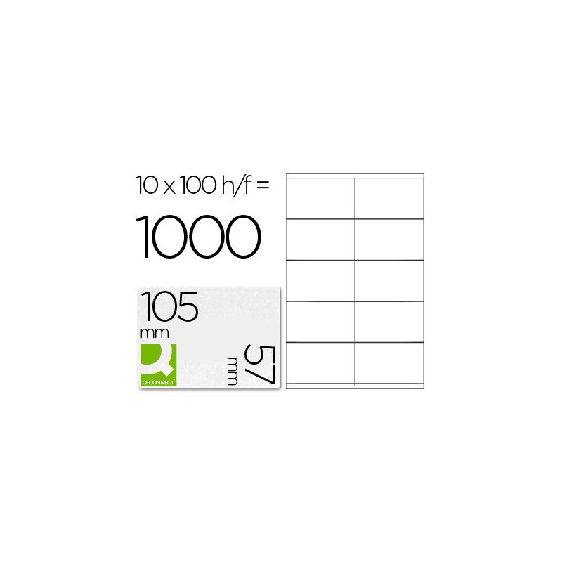 Etiqueta adhesiva q-connect kf10658 tamaño 105x57 mm fotocopiadora laser ink-jet caja con 100 hojas din a4