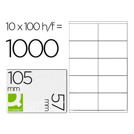 Etiqueta adhesiva q-connect kf10658 tamaño 105x57 mm fotocopiadora laser ink-jet caja con 100 hojas din a4