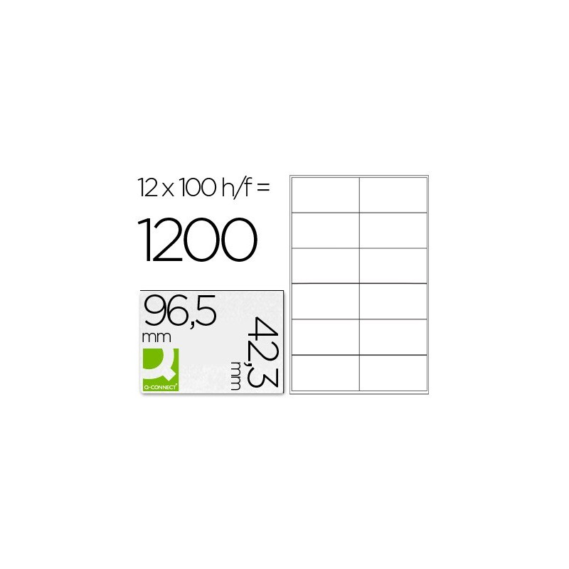 Etiqueta adhesiva q-connect kf10652 tamaño 96,5x42,3 mm fotocopiadora laser ink-jet caja con 100 hojas din a4