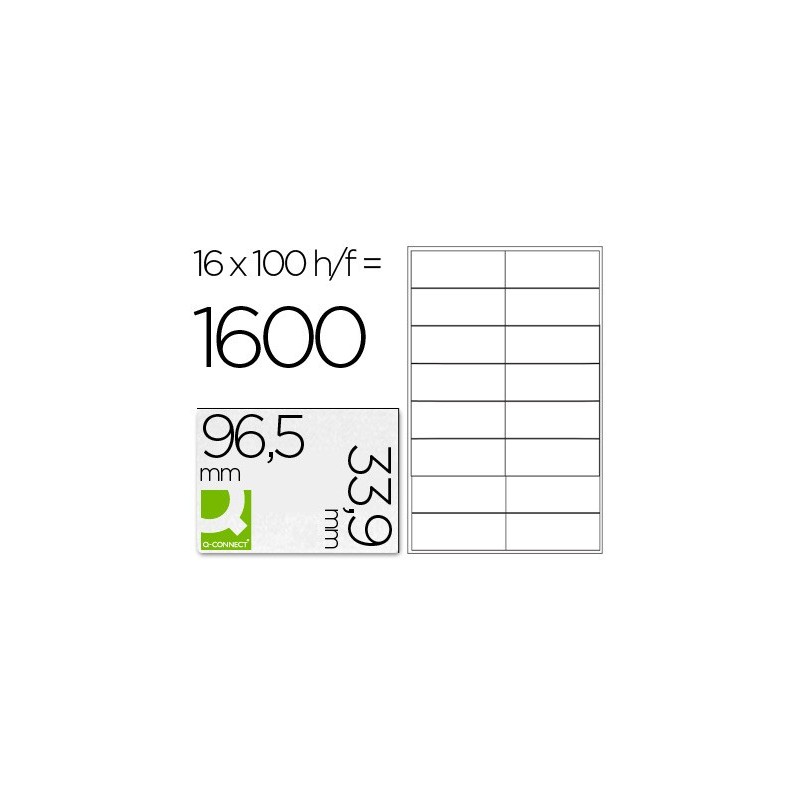 Etiqueta adhesiva q-connect kf10651 tamaño 96,5x33,9 mm fotocopiadora laser ink-jet caja con 100 hojas din a4