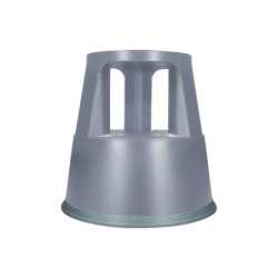 Taburete q-connect ruedas retractiles tres ruedas dos niveles color gris
