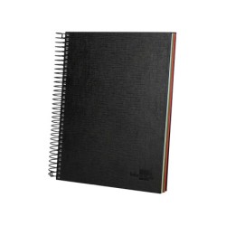 Cuaderno espiral liderpapel a5 micro papercoat tapa forrada 140h 75 gr cuadro5mm 5 bandas 6 taladros negro