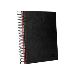 Cuaderno espiral liderpapel a5 micro papercoat tapa forrada 140h 75 gr cuadro5mm 5 bandas 6 taladros negro