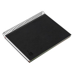Cuaderno espiral liderpapel a5 micro papercoat tapa forrada 140h 75 gr cuadro5mm 5 bandas 6 taladros negro