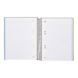 Cuaderno espiral liderpapel a5 micro papercoat tapa forrada 140h 75 gr cuadro5mm 5 bandas 6 taladros negro