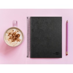 Cuaderno espiral liderpapel a5 micro papercoat tapa forrada 140h 75 gr cuadro5mm 5 bandas 6 taladros negro