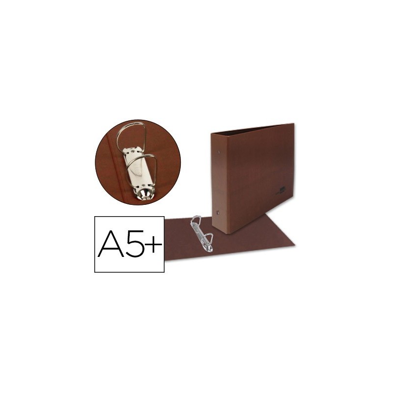 Carpeta de 2 anillas 25mm mixtas liderpapel cuarto apaisado carton cuero forrado compresor plastico