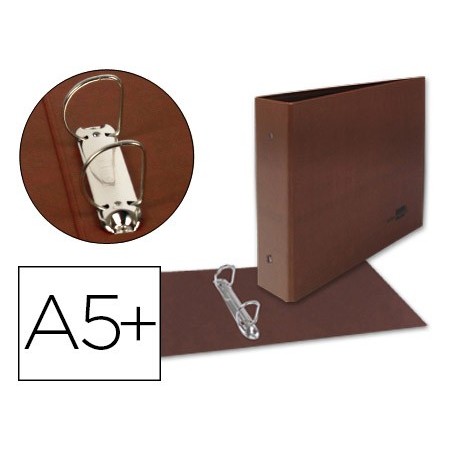 Carpeta de 2 anillas 25mm mixtas liderpapel cuarto apaisado carton cuero forrado compresor plastico