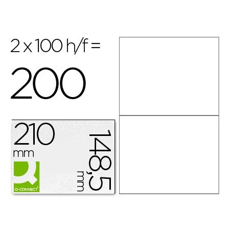 Etiqueta adhesiva q-connect kf10662 tamaño 210x148,5 mm fotocopiadora laser ink-jet caja con 100 hojas din a4