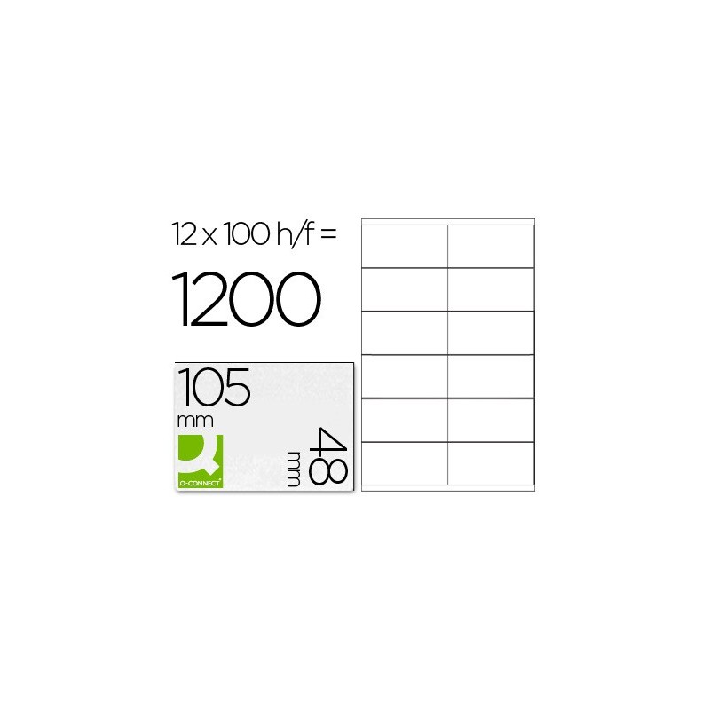 Etiqueta adhesiva q-connect kf10657 tamaño 105x48 mm fotocopiadora laser ink-jet caja con 100 hojas din a4