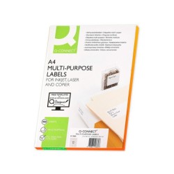 Etiqueta adhesiva q-connect kf10657 tamaño 105x48 mm fotocopiadora laser ink-jet caja con 100 hojas din a4