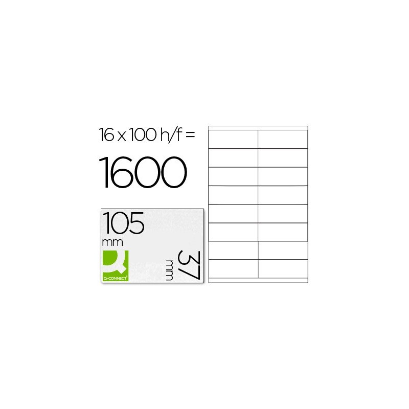 Etiqueta adhesiva q-connect kf10654 tamaño 105x37 mm fotocopiadora laser ink-jet caja con 100 hojas din a4