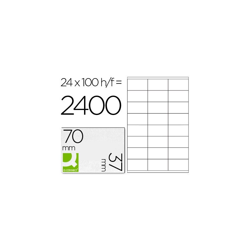 Etiqueta adhesiva q-connect kf10647 tamaño 70x37 mm fotocopiadora laser ink-jet caja con 100 hojas din a4