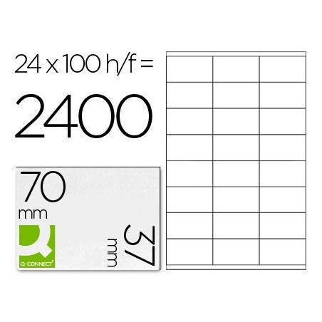 Etiqueta adhesiva q-connect kf10647 tamaño 70x37 mm fotocopiadora laser ink-jet caja con 100 hojas din a4